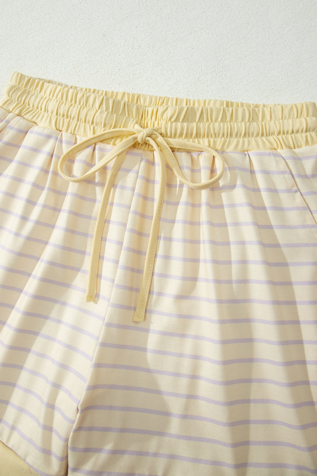 Yellow Stripe Relaxed Tee Drawstring Shorts 2pcs Outfit